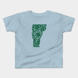 Green Vermont State Gift Mandala Yoga VT Art Kids T-Shirt